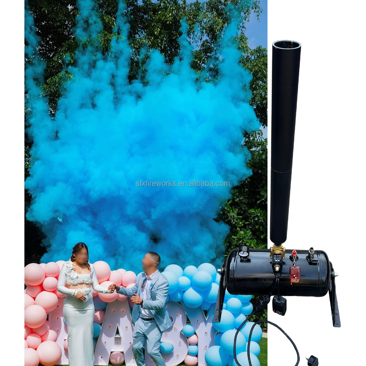 Multicolor Large Powder Cannon party hire or party item in Melbourne